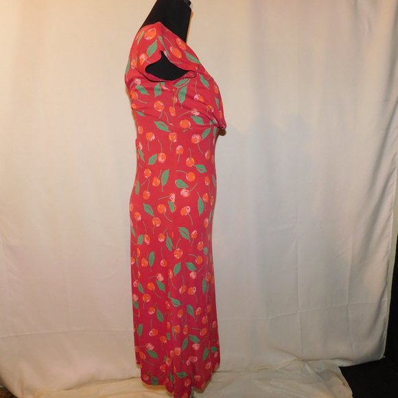 Free People Crossover Red Cherries Dress Size Medium - Picture 4 of 8